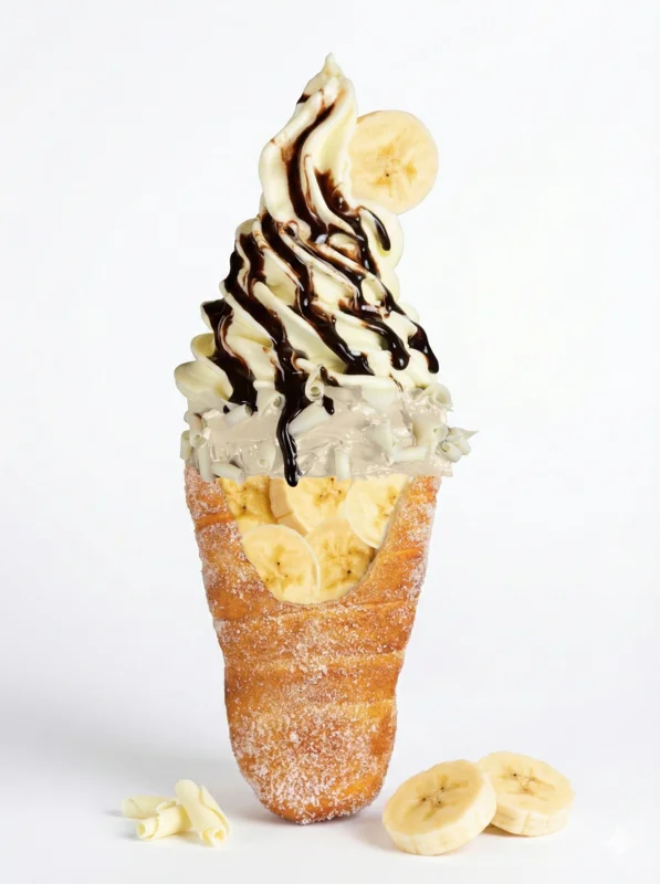 Strawberry trdlo - Prague chimney cake with whipped cream